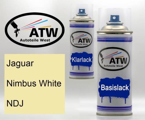 Jaguar, Nimbus White, NDJ: 400ml Sprühdose + 400ml Klarlack - Set, von ATW Autoteile West.
